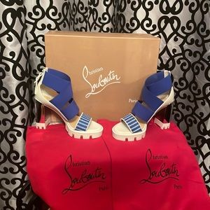 NEW Christian Louboutin Patrouiagoma 100 platform sandals size 38.5